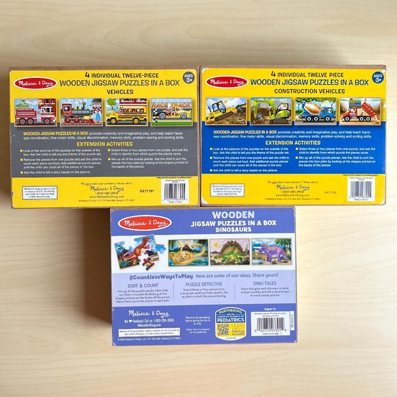 Melissa & Doug Other - Melissa & Doug 4-in-1 Wooden Jigsaw Puzzles (48 pcs) - Set of 3